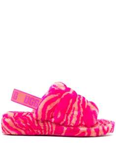 UGG сандалии Fluff Yeah с зебровым принтом