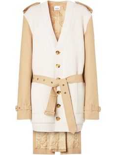 Burberry кардиган со вставкой в стиле тренча
