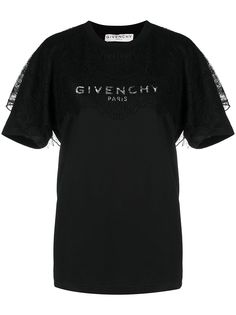 Givenchy футболка с кружевными вставками