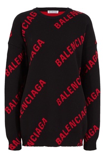 Черно-красный джемпер Allover Logo Balenciaga