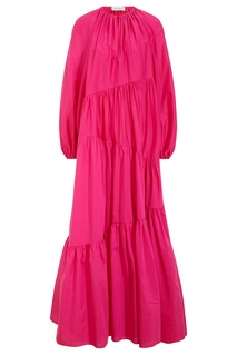 Платье из хлопка и шелка цвета фуксия Matteau
