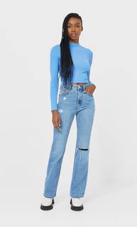 Stradivarius Укороченный Бесшовный Топ Женская Коллекция Синий Xs
