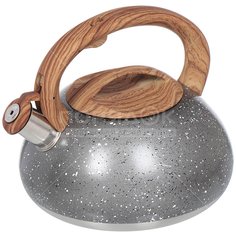 Чайник из нержавеющей стали Daniks DSC-8799 серый со свистком, 3 л