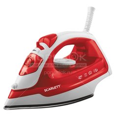 Утюг Scarlett SC-SI30S08 со стальной подошвой красный, 2 кВт