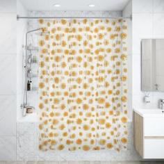 Штора для ванной комнаты «Ромашки» 180х200 см цвет жёлтый