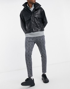 Фактурные эластичные брюки в клетку от комплекта Mauvais-Черный цвет