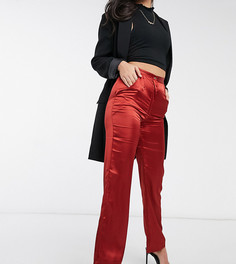 Атласные широкие брюки цвета табака от комплекта John Zack Petite-Серый