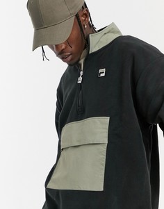 Черный свитшот с молнией до середины груди и карманом Fila Kenny-Черный цвет