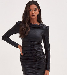Черное присборенное платье мини 4th & Reckless Tall-Черный цвет