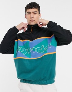 Флисовый свитшот в стиле oversized с короткой молнией ASOS Daysocial-Черный цвет