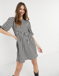 Черное платье мини в стиле бэби-долл в клетку New Look-Черный цвет
