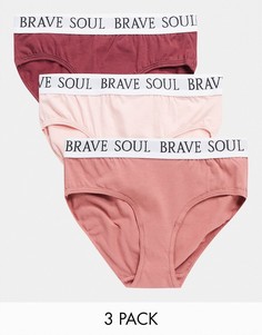 Набор из 3 трусов розового цвета Brave Soul-Розовый цвет