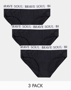 Набор из 3 трусов черного цвета Brave Soul-Черный цвет