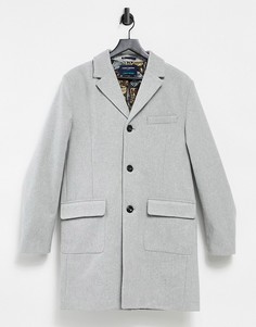 Серое пальто из смесовой шерсти с квадратными карманами Harry Brown-Серый