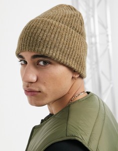 Шапка-бини в стиле oversized цвета хаки ASOS DESIGN-Зеленый цвет