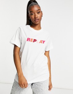 Белая футболка с цветным логотипом Replay-Белый