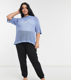 Футболка-поло в стиле oversized для дома Loose Threads Plus-Голубой