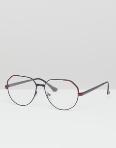 Черные круглые очки с прозрачными стеклами ASOS DESIGN-Черный
