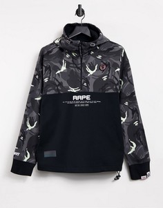 Черный худи на короткой молнии с камуфляжным принтом AAPE By A Bathing Ape Neo World-Черный цвет