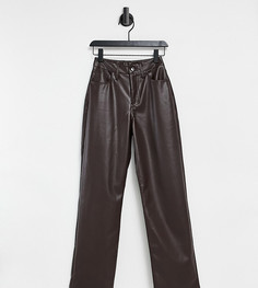 Прямые коричневые брюки из искусственной кожи COLLUSION Unisex-Черный цвет