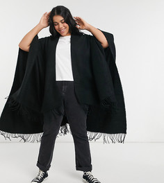 Однотонный черный кейп ASOS DESIGN Curve