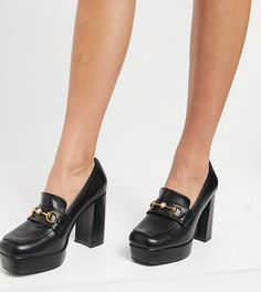 Черные туфли-лоферы на массивном каблуке RAID Wide Fit Estera-Черный цвет
