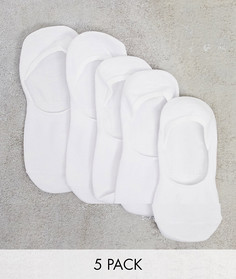 Набор из пяти пар белых невидимых носков Burton Menswear-Белый