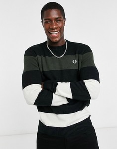 Черный вязаный джемпер в полоску Fred Perry-Черный цвет