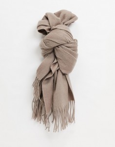 Бежевый шарф-накидка из 100% шерсти ASOS DESIGN-Коричневый цвет