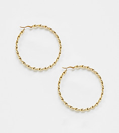 Большие серьги-кольца со влагостойким покрытием из 18-каратного золота Hoops + Chains LDN-Золотистый