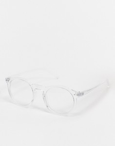 Модные очки в круглой пластмассовой оправе с прозрачными стеклами ASOS DESIGN-Белый