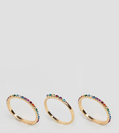 3 золотистых кольца с камнями эксклюзивно для ASOS DESIGN Curve-Золотой