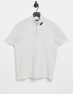 Бежевая облегающая футболка с короткой молнией и вафельной текстурой ASOS Unrvlld Supply-Бежевый