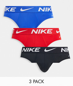 Набор из трех трусов из микрофибры черного, синего и красного цветов Nike-Многоцветный