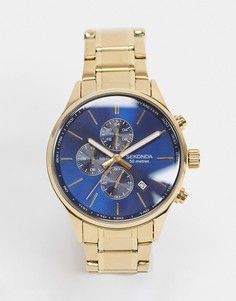 Золотистые часы-браслет с синим циферблатом Sekonda-Золотистый