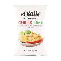 Чипсы El Valle картофельные со вкусом чили и лайма, 130 г