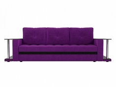 Прямой диван Атланта М 2 стола Микровельвет Фиолетовый\Черный Bravo