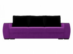 Прямой диван Брион Микровельвет Фиолетовый Черные подушки Bravo