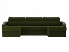 П-образный диван Форсайт Микровельвет Зеленый Bravo