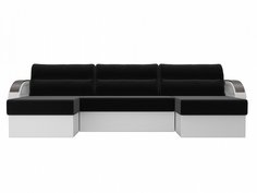 П-образный диван Форсайт Микровельвет Черный\Белый Bravo