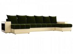П-образный диван Дубай Микровельвет Зеленый/Бежевый Bravo