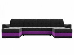 П-образный диван Честер Микровельвет Черный/Фиолетовый Bravo