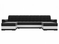 П-образный диван Честер Микровельвет Черный/Белый Bravo