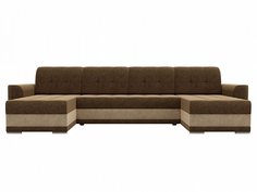 П-образный диван Честер Микровельвет Коричневый/Бежевый Bravo