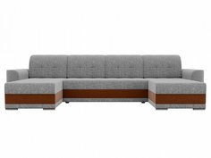 П-образный диван Честер Рогожка Серый/Коричневый Bravo