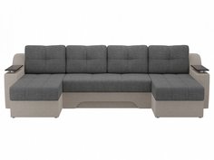 П-образный диван Сенатор Рогожка Серый/Бежевый Bravo