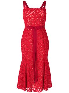 Oscar de la Renta платье миди с завязками и цветочным кружевом