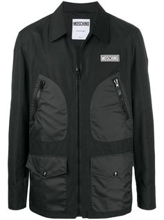 Moschino куртка-рубашка на молнии с нашивкой-логотипом