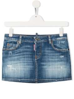 Dsquared2 Kids джинсовая юбка с эффектом потертости