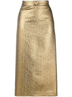 Valentino юбка миди VGold с эффектом металлик